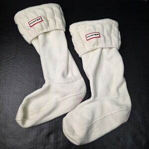 HUNTER Original Cable Knit Short Hunter Cream Rain Boot Liner Inserts M***
